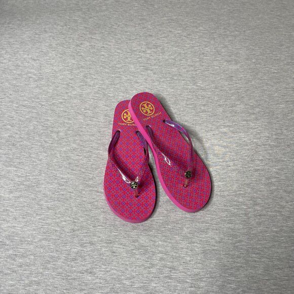 Tory Burch Women’s Vintage Geometric Pink Logo Flip Flop Sandals - Picture 3 of 9